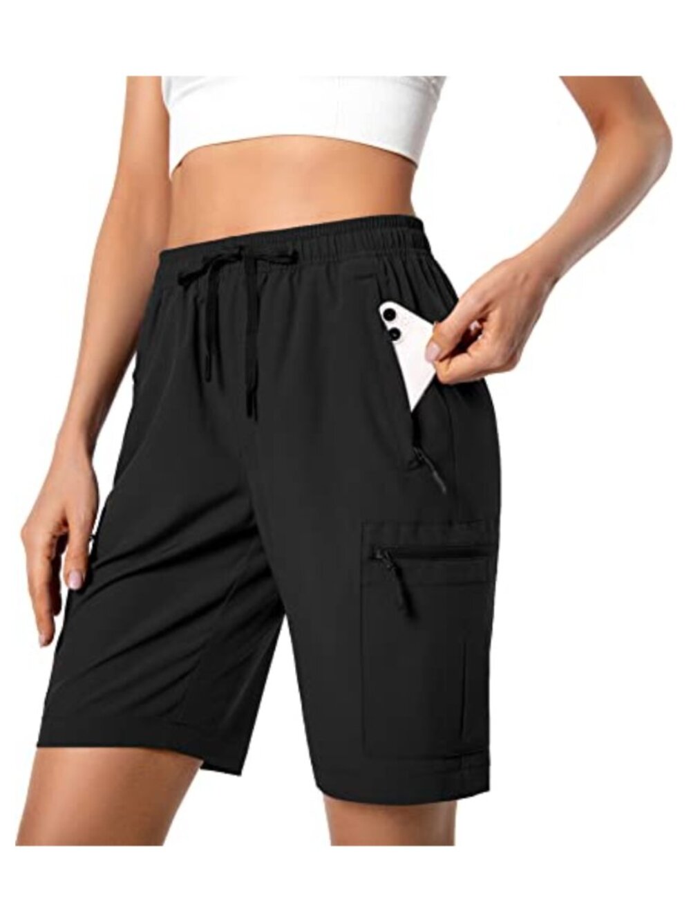 Lightweight Quick Dry Cargo Athletic Shorts with Zipper Pockets